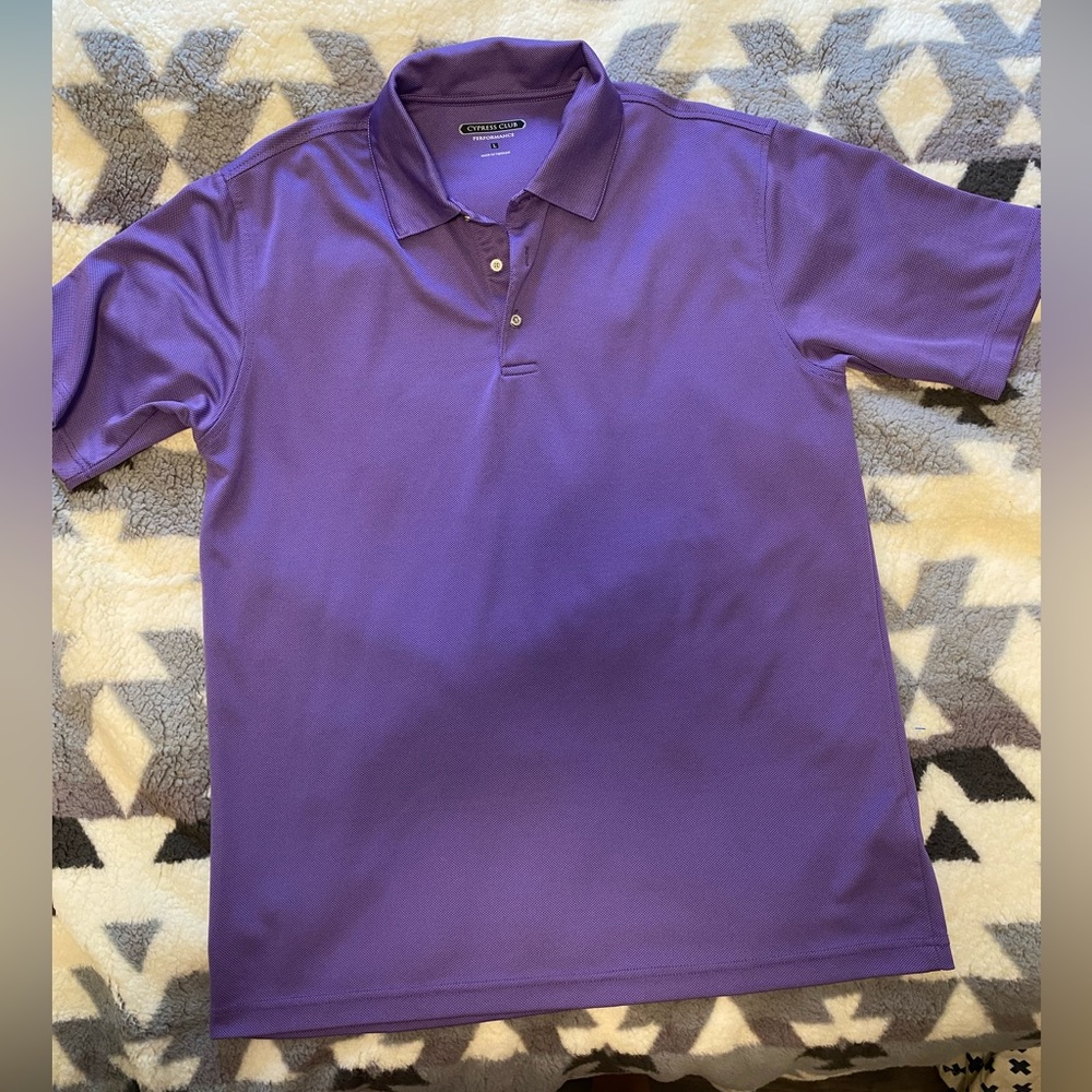 Cypress Club Performance Mens Purple Short Sleeve‎ Golf Polo Shirt Large
